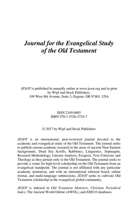 Cover image for book Journal for the Evangelical Study of the Old Testament, 5.2