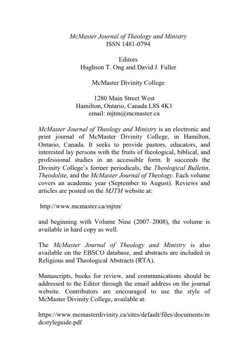 Cover image for book McMaster Journal of Theology and Ministry: Volume 17, 2015–2016