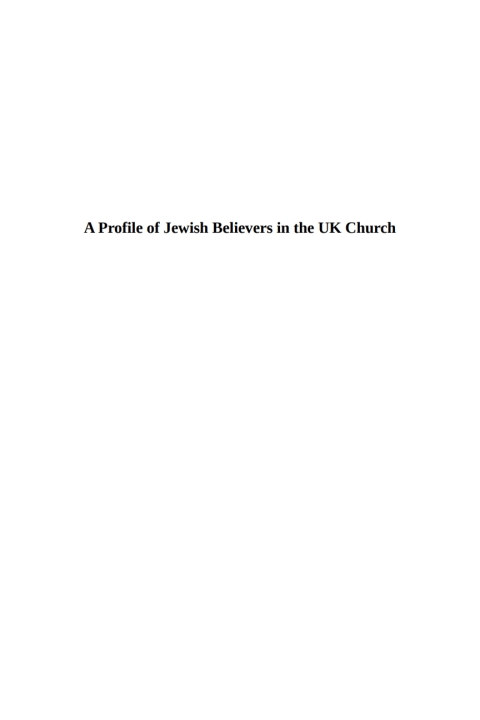 Cover image for book A Profile of Jewish Believers in the UK Church