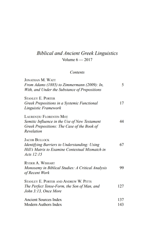 Cover image for book Biblical and Ancient Greek Linguistics, Volume 6
