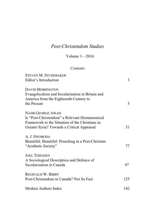 Cover image for book Post-Christendom Studies: Volume 1