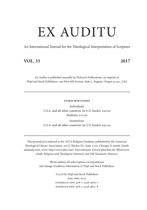 Cover image for book Ex Auditu - Volume 33