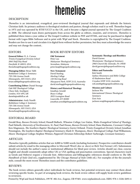 Cover image for book Themelios, Volume 43, Issue 1