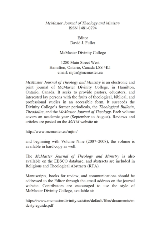 Cover image for book McMaster Journal of Theology and Ministry: Volume 18, 2016–2017