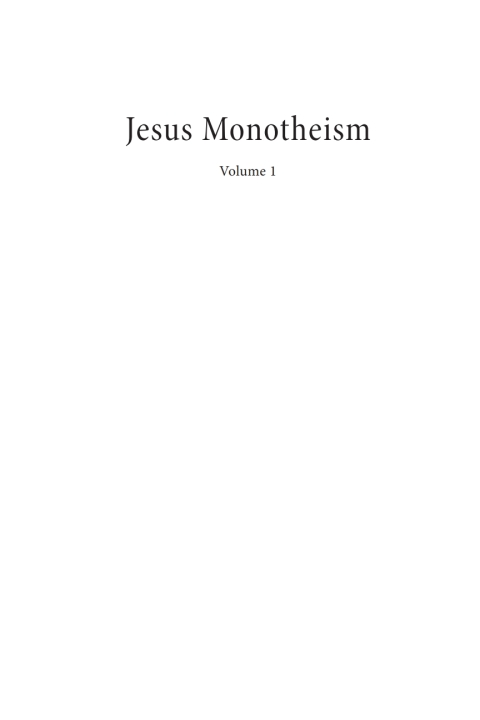 Cover image for book Jesus Monotheism
