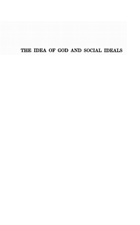 Cover image for book The Idea of God and Social Ideals