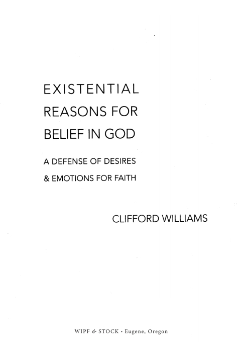 Cover image for book Existential Reasons for Belief in God