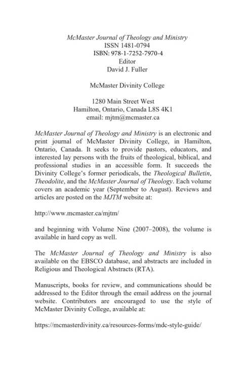 Cover image for book McMaster Journal of Theology and Ministry: Volume 20, 2018–2019