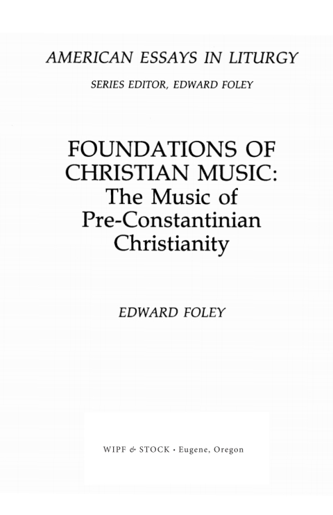 Cover image for book Foundations of Christian Music