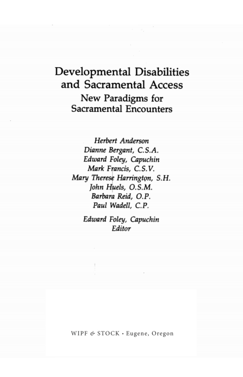 Cover image for book Developmental Disabilities and Sacramental Access