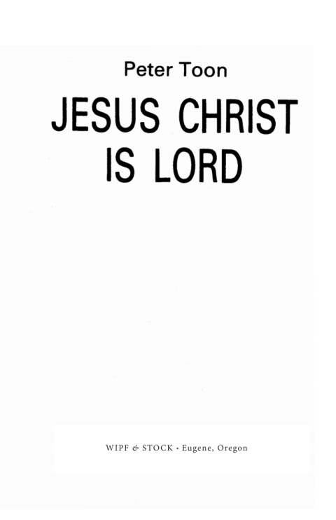 Cover image for book Jesus Christ Is Lord