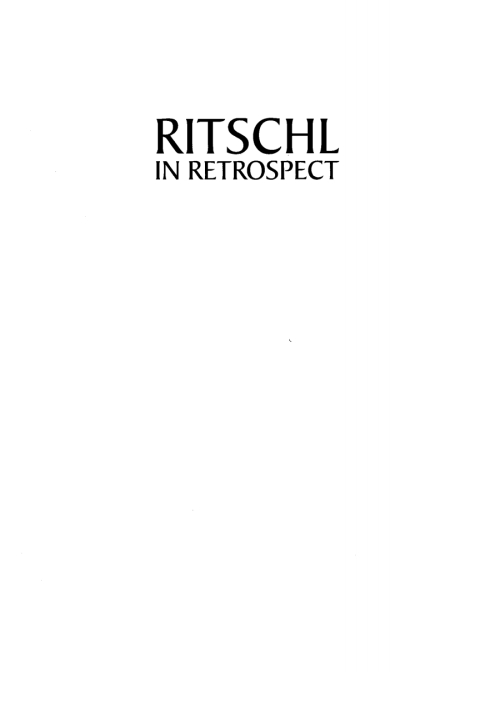 Cover image for book Ritschl in Retrospect