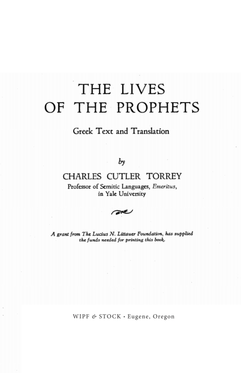 Cover image for book The Lives of the Prophets