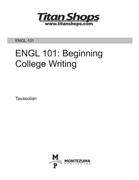 Cover image for book ENGL 101: Beginning College Writing