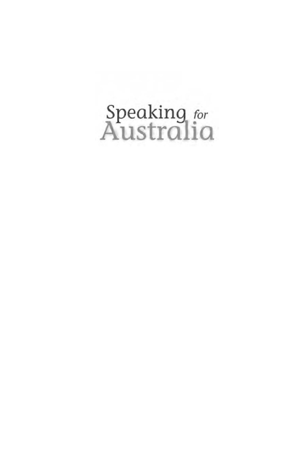 Speaking for Australia - 1st Edition (eBook)