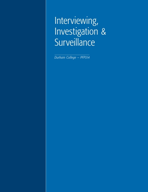 Cover image for book Interviewing, Investigation, and Surveillance: Durham College