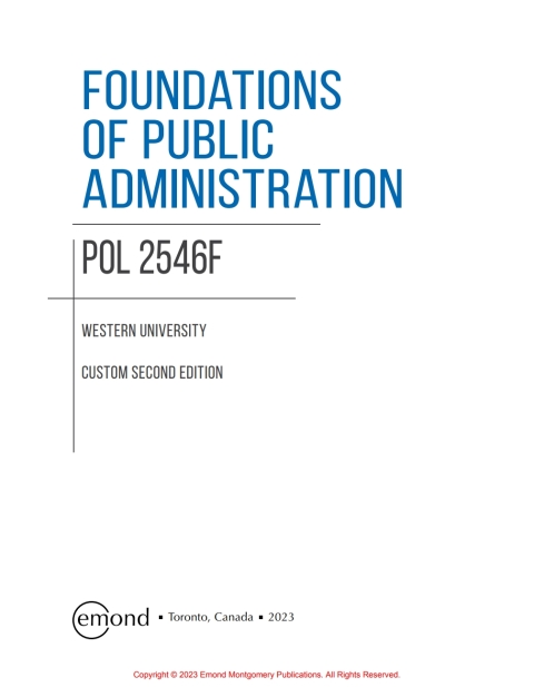 Cover image for book POL 2546F: Foundations of Public Administration (Western University Custom)
