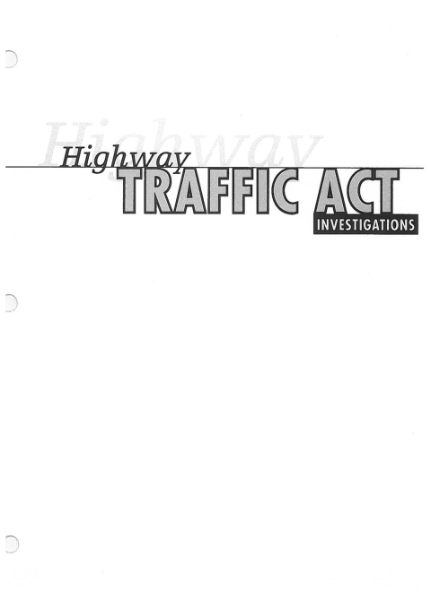 Cover image for book Highway Traffic Act Investigations