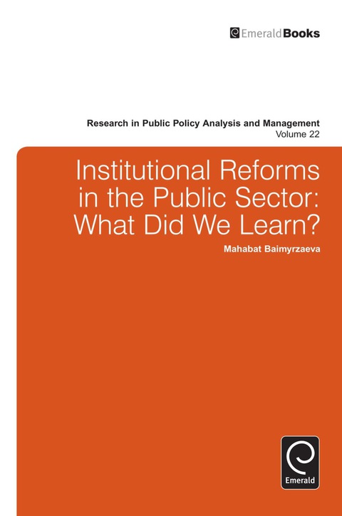 Cover image for book Institutional Reforms in the Public Sector