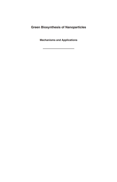 Cover image for book Green Biosynthesis of Nanoparticles