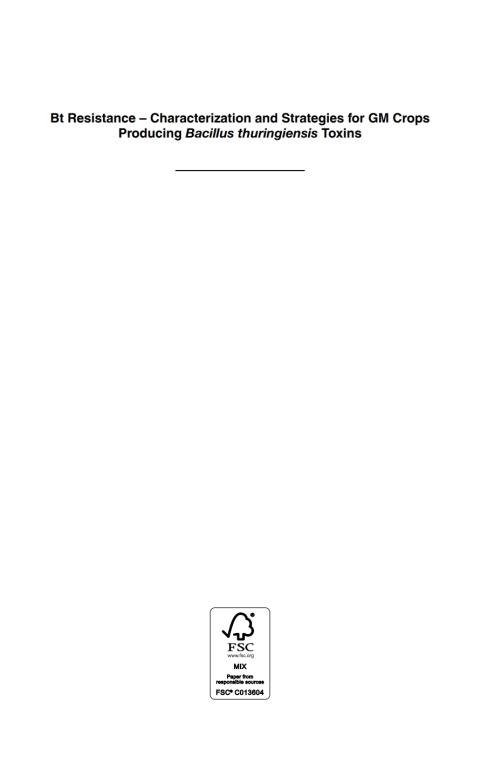 Cover image for book Bt Resistance