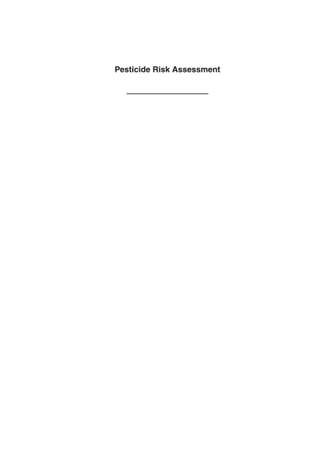 Cover image for book Pesticide Risk Assessment