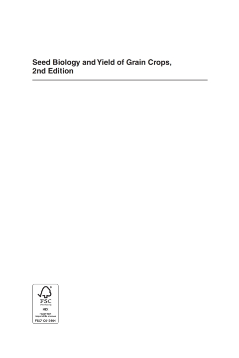 Cover image for book Seed Biology and Yield of Grain Crops