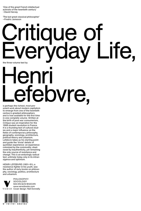 Cover image for book Critique of Everyday Life