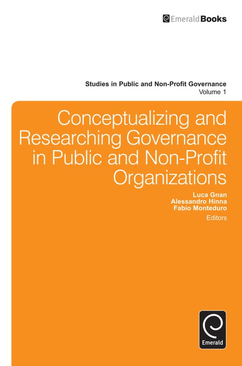Cover image for book Conceptualizing and Researching Governance in Public and Non-Profit Organizations