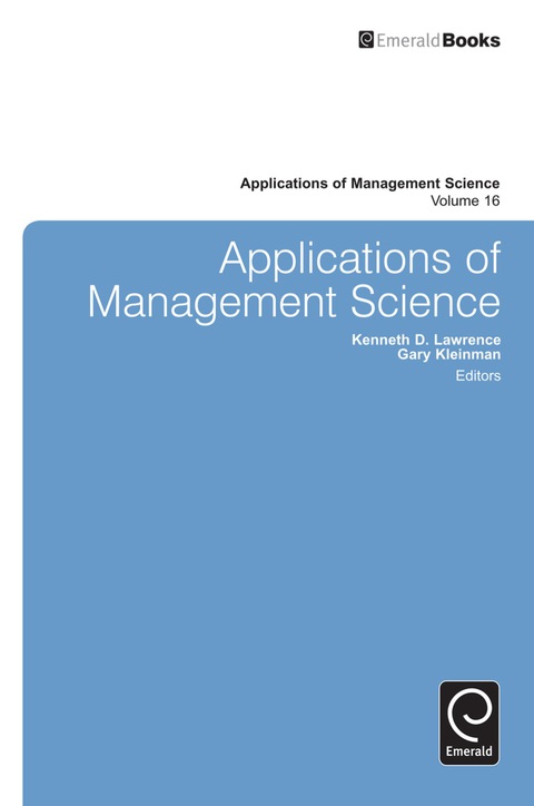 Cover image for book Applications of Management Science