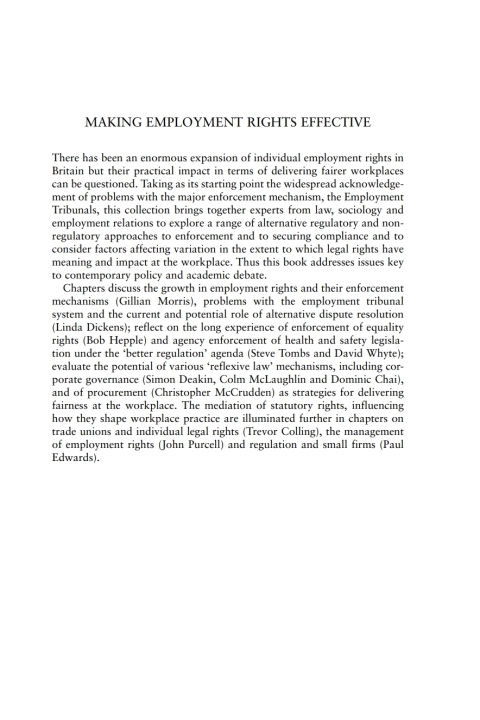 Cover image for book Making Employment Rights Effective