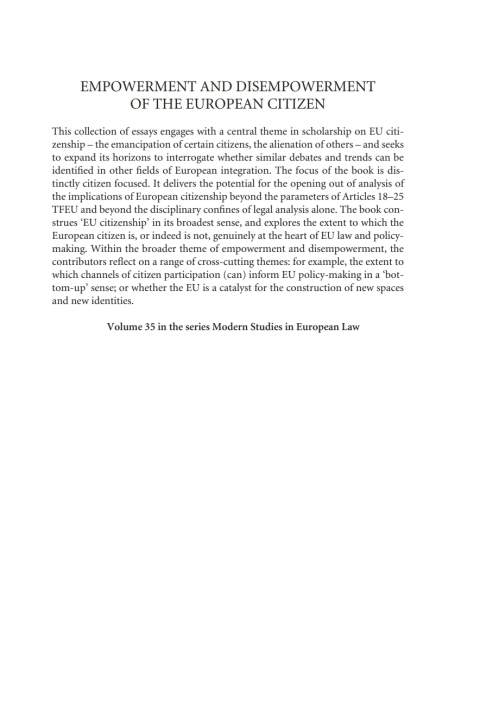 Cover image for book Empowerment and Disempowerment of the European Citizen