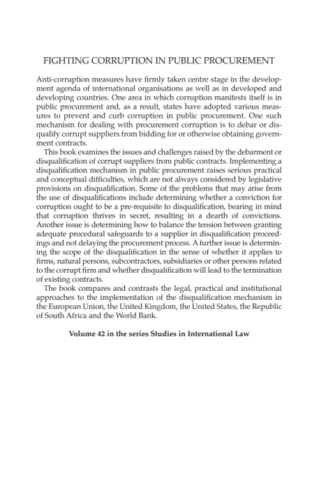 Cover image for book Fighting Corruption in Public Procurement