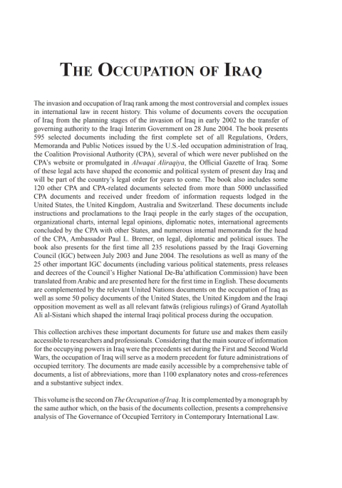 Cover image for book The Occupation of Iraq: Volume 2