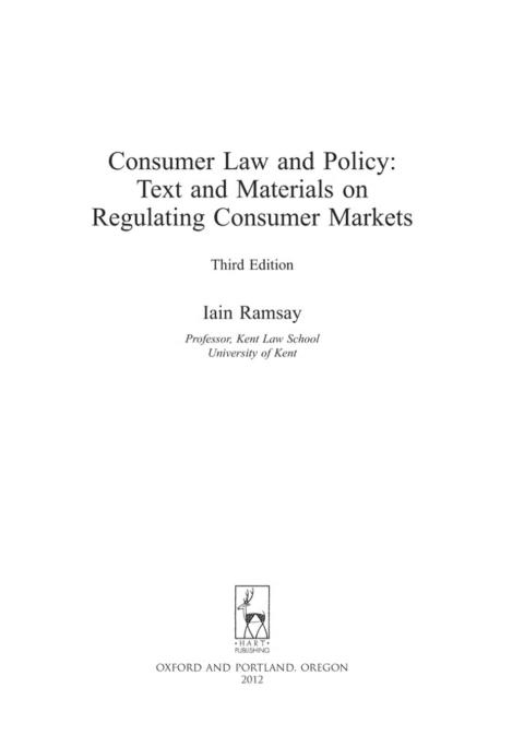 Cover image for book Consumer Law and Policy