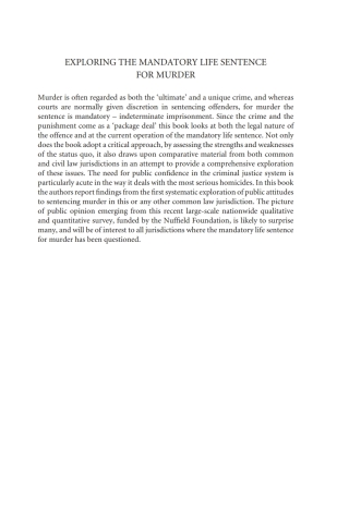 Exploring the Mandatory Life Sentence for Murder