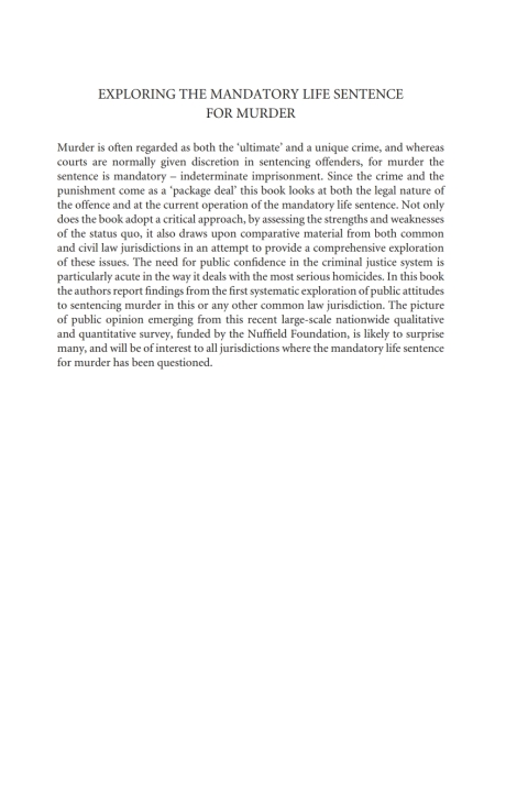 Exploring the Mandatory Life Sentence for Murder 
