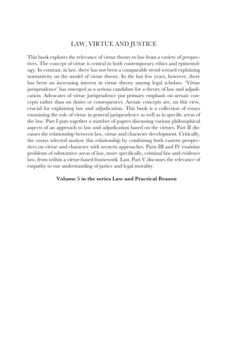 Cover image for book Law, Virtue and Justice