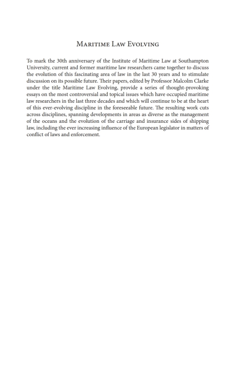 Cover image for book Maritime Law Evolving