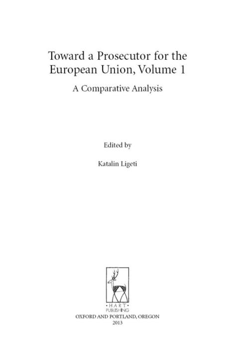 Cover image for book Toward a Prosecutor for the European Union Volume 1