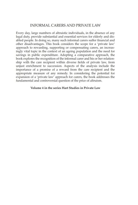 Cover image for book Informal Carers and Private Law