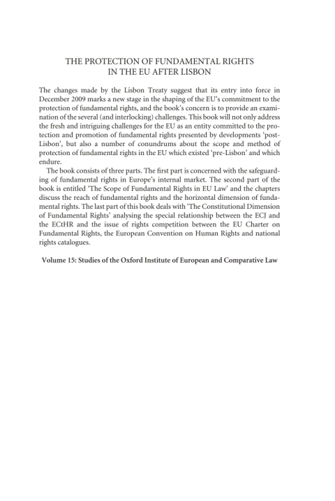 Cover image for book The Protection of Fundamental Rights in the EU After Lisbon