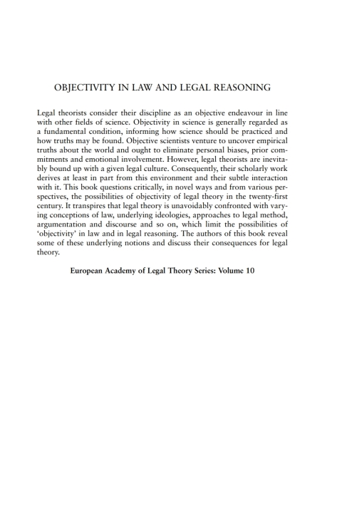 Cover image for book Objectivity in Law and Legal Reasoning