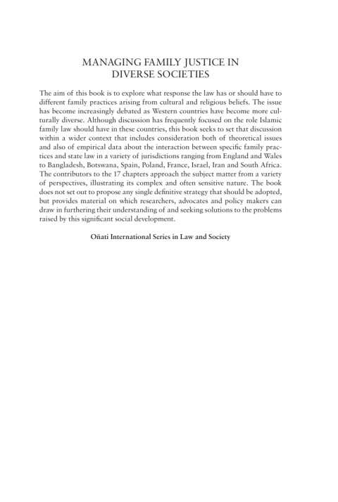 Cover image for book Managing Family Justice in Diverse Societies