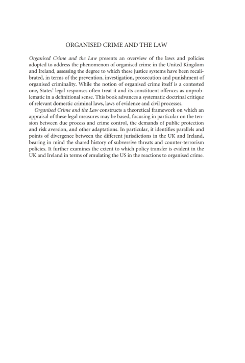 Cover image for book Organised Crime and the Law