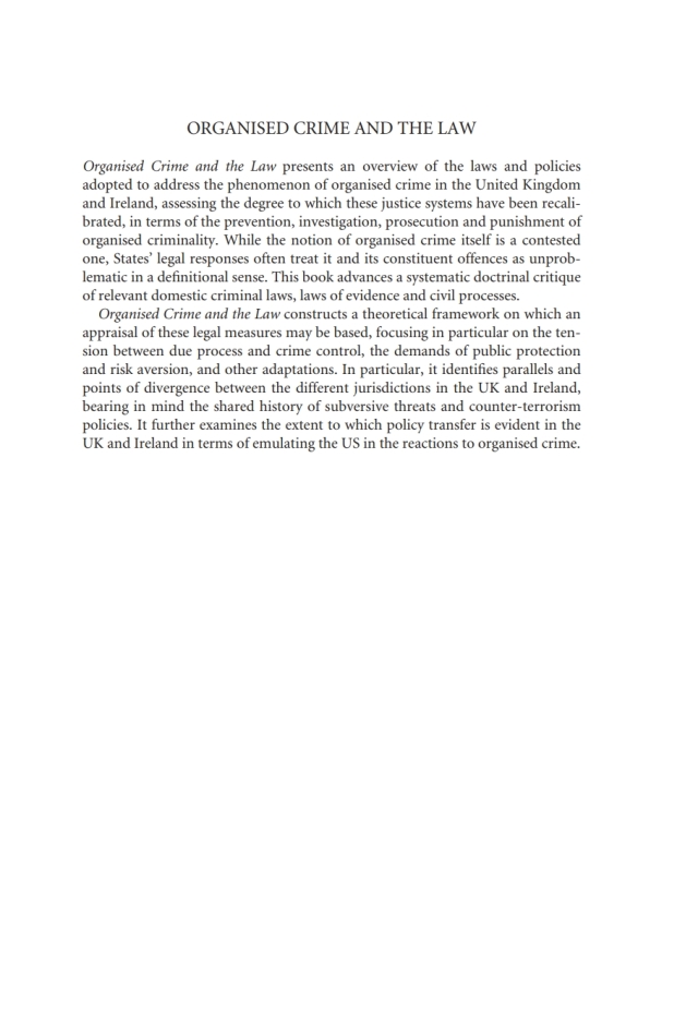 Organised Crime and the Law