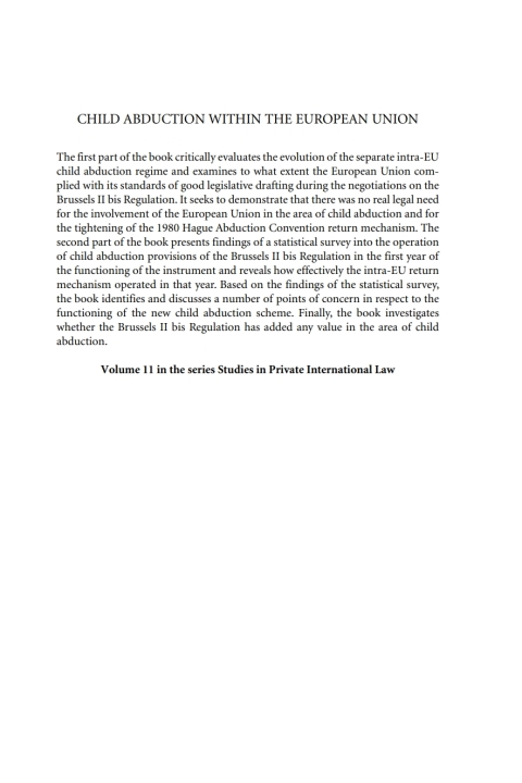 Cover image for book Child Abduction within the European Union