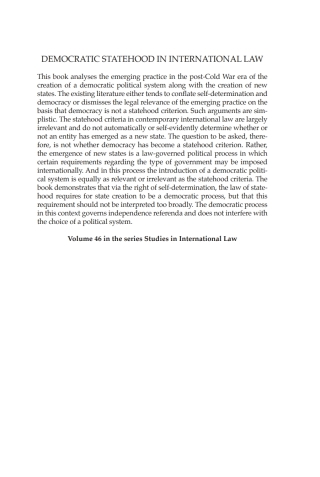 Democratic Statehood in International Law