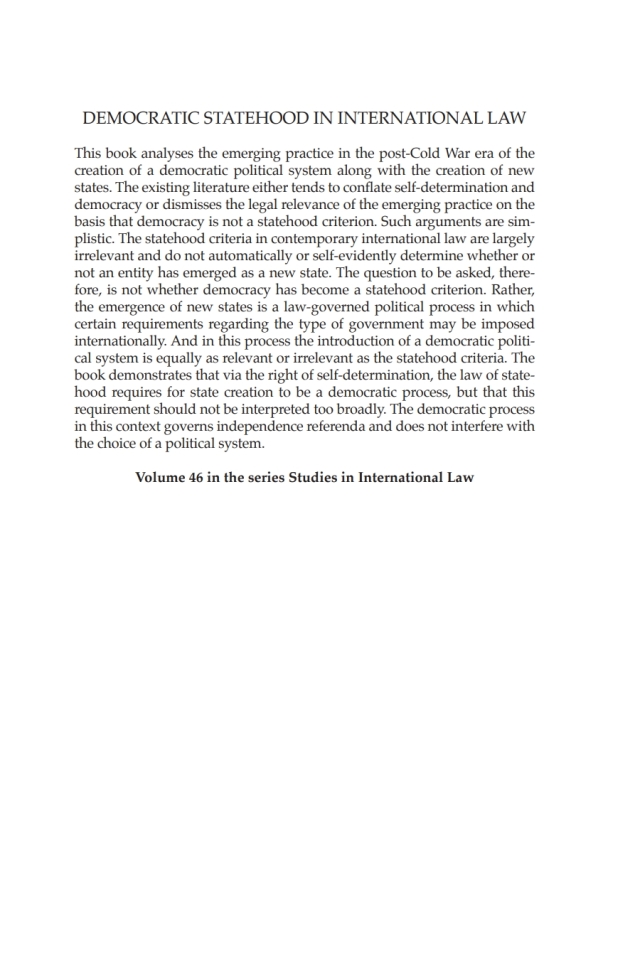 Democratic Statehood in International Law