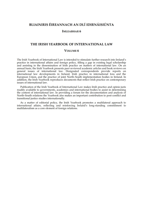 Cover image for book The Irish Yearbook of International Law, Volume 6, 2011